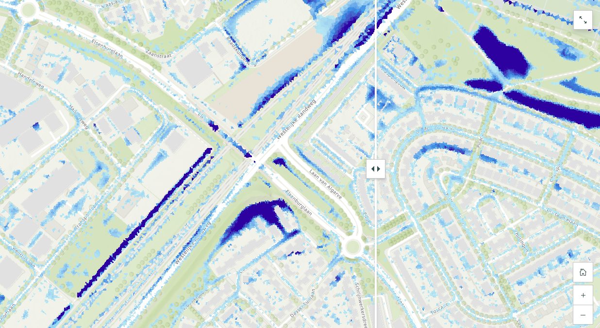 Kaart met waterstand